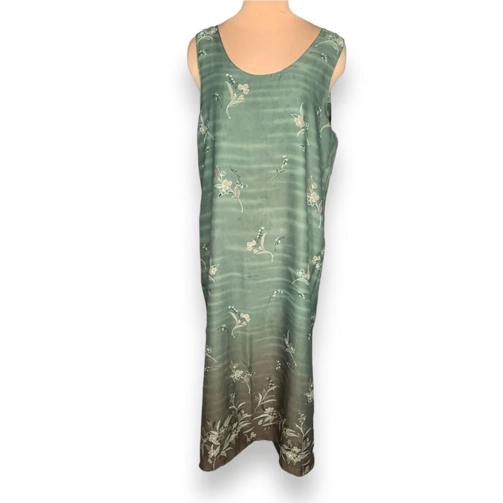 Vintage 90s Dress Forrest Green Floral Paisley Animal Brown Printed Grunge Maxi